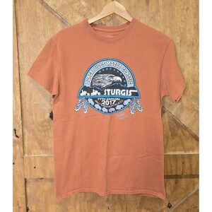Sturgis Motorcycle Rally T Shirt Adult Size Medium Burnt Orange 77th Annual